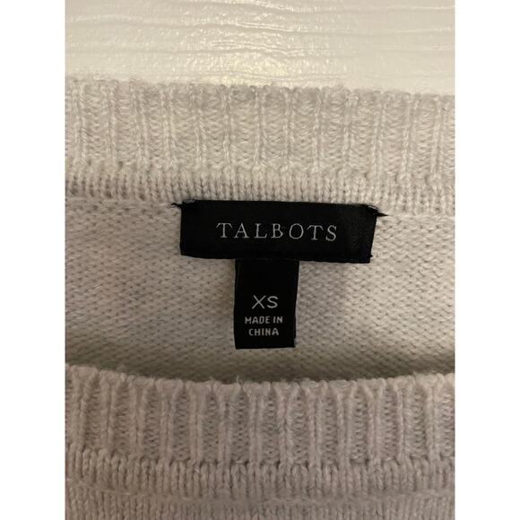 Talbots Sweater Womens XS Gray w/ Black Blue Pink Green Stripes Shoulder Buttons - Picture 3 of 8